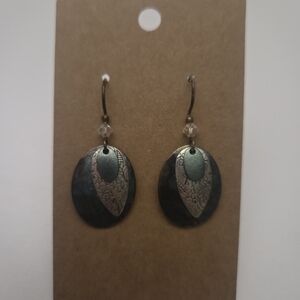 New! Elegant Silver and Black Dangle Earrings